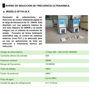 Horno de Inducción Modelo SFTHI-25 A